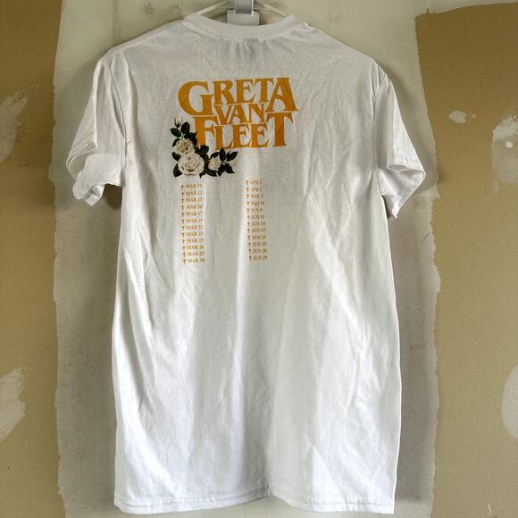 Greta Van Fleet Concert Tour T Shirt Crew Neck Dreams in Gold 2022 White Small - Picture 4 of 4